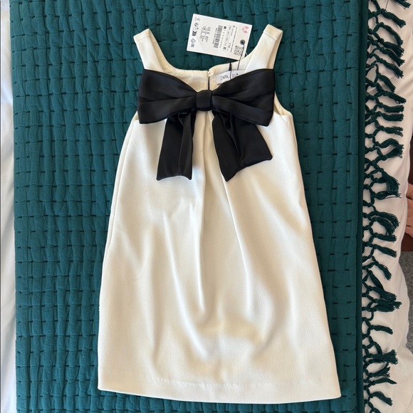 Zara Other - Elegant Cream Dress with Black Bow - New Zara